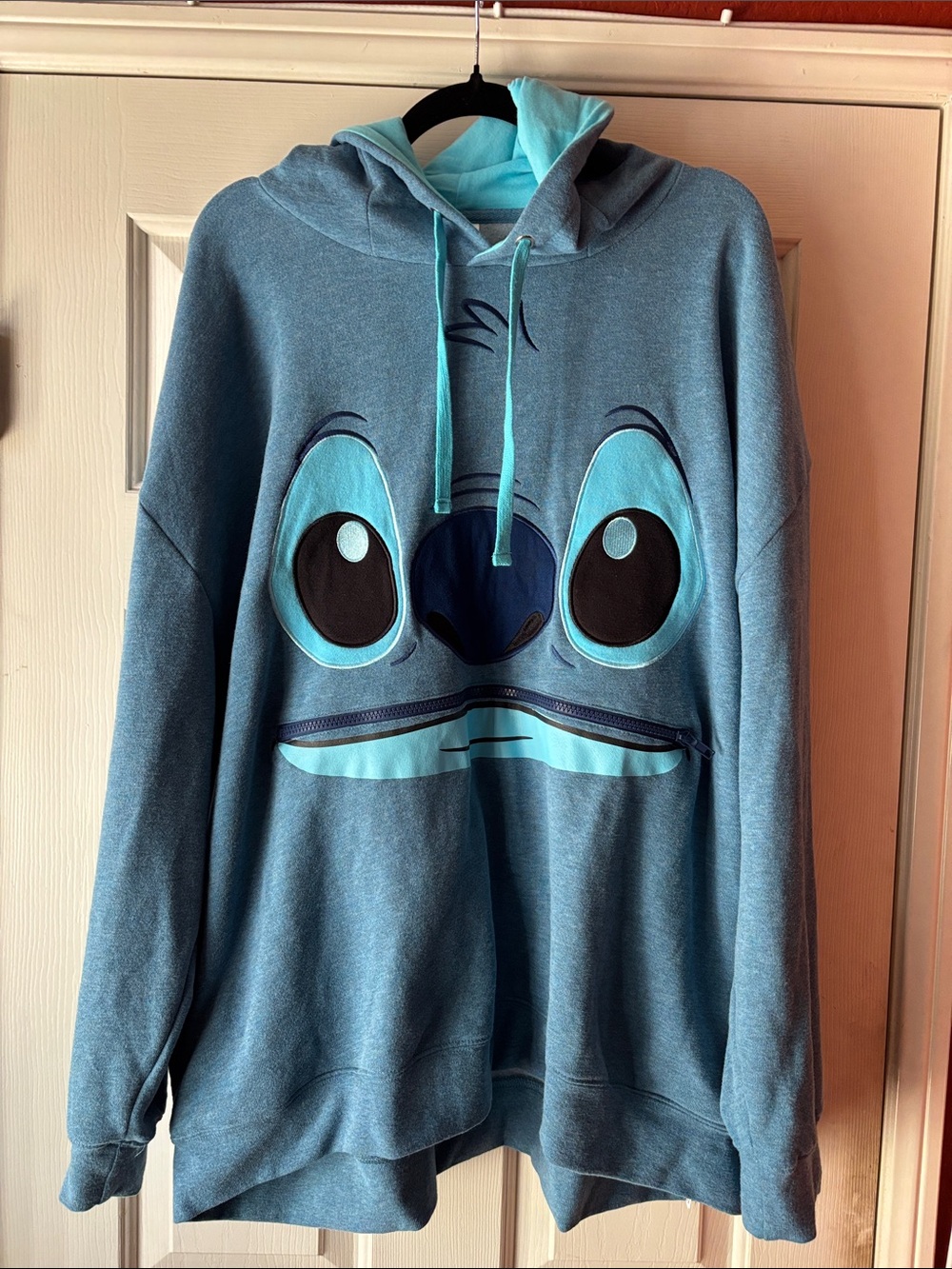 Disney Stitch Blue Stitch Face Pullover Hoodie XXL EUC